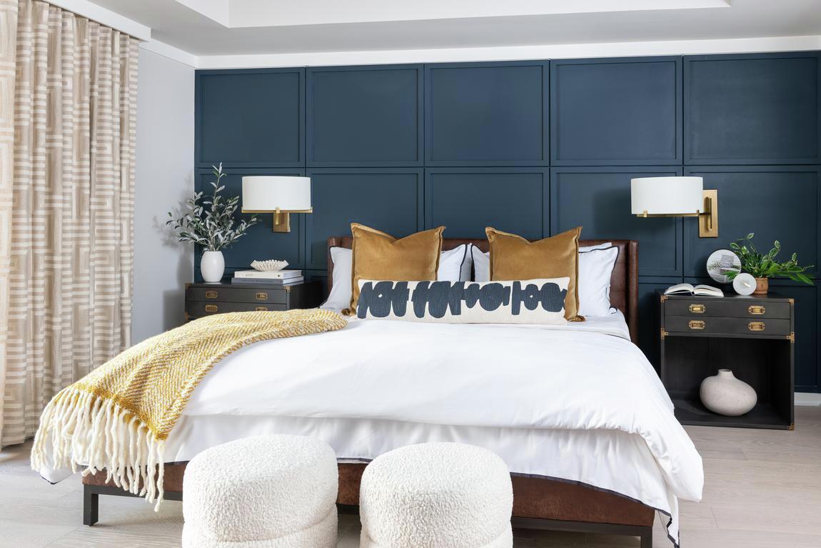 navy blue bedroom design