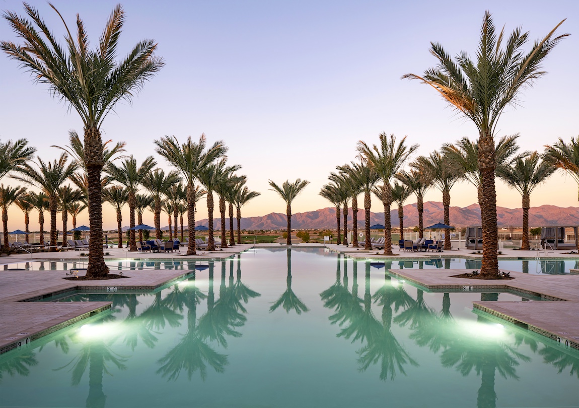 luxe outdoor pool amenity near clubhouse at Sterling Grove in Surprise, AZ