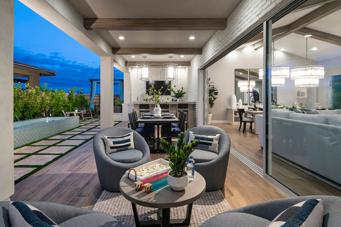Well-designed patio that extends the home's interior style to the outdoors