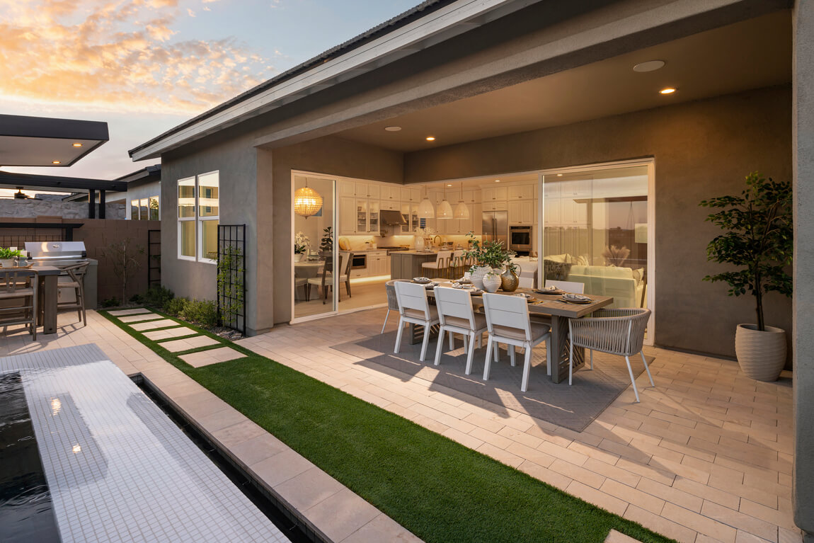 Modern patio with seamless connection to indoor kitchen space
