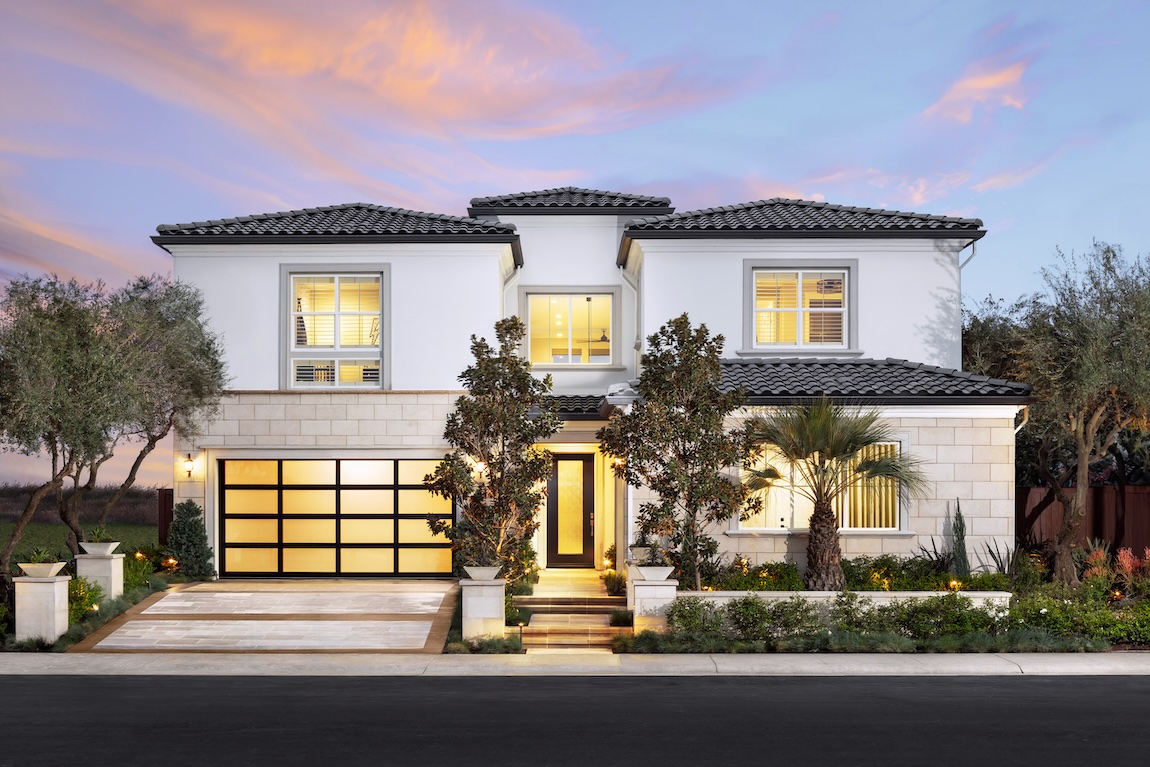 exterior of modern home with black and white details