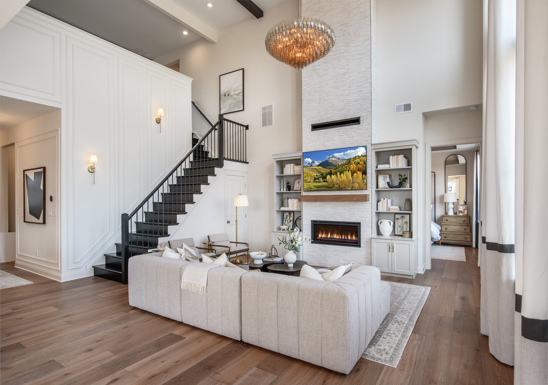 Quarter turn staircase style in modern farmhouse home