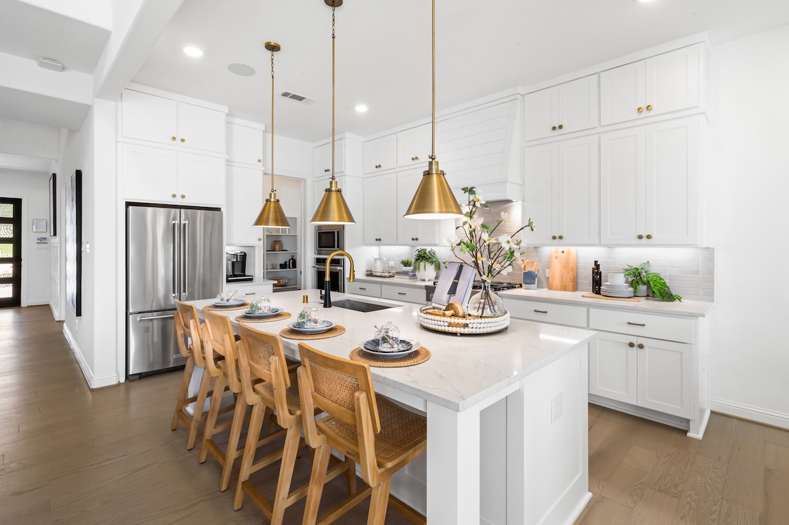 modern white kitchen from home design at Teaswood Avenue