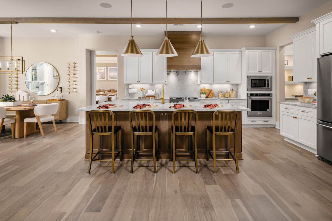 farmhouse kitchen with gold accents