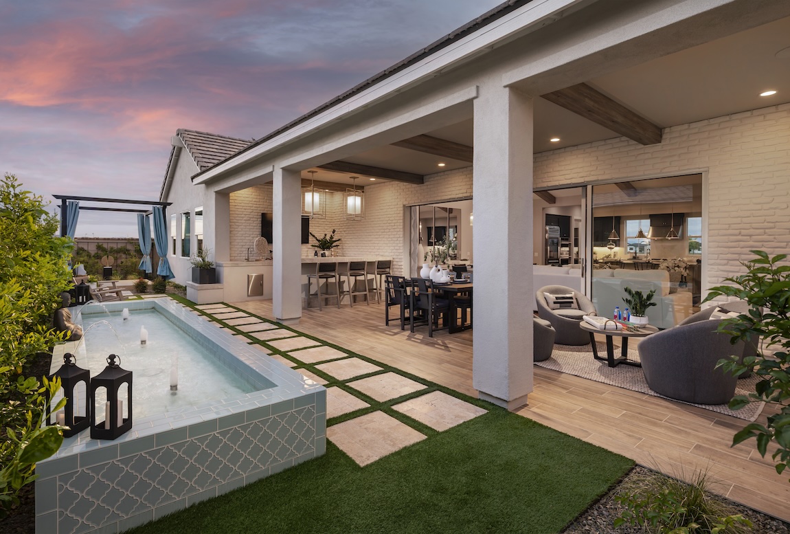 Luxe backyard featuring patio and pool from Sterling Grove in Surprise, Arizona