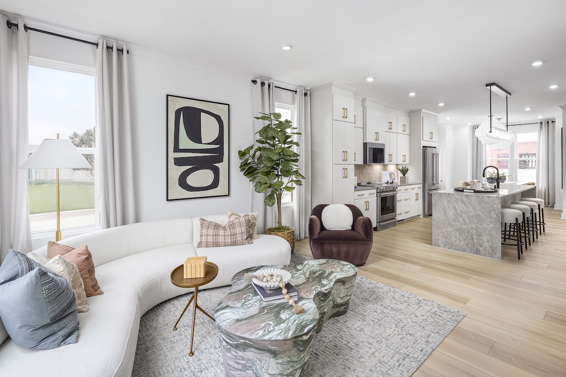 Light, airy modern townhome interior within quick move-in home design by Toll Brothers in Charlotte, NC
