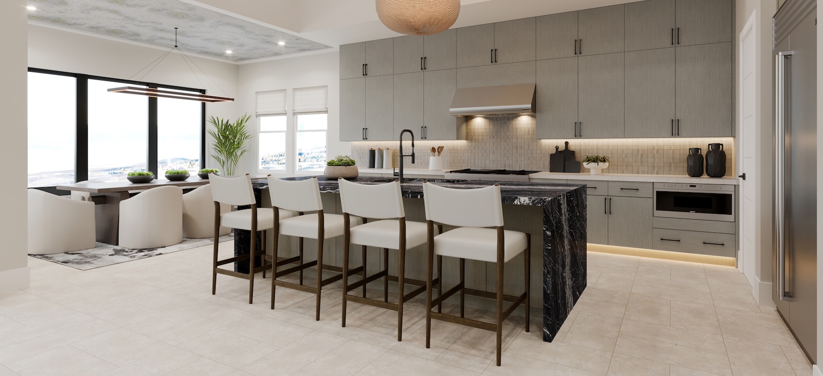 modern kitchen island and seating