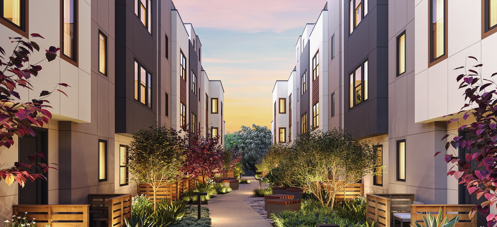 exterior of townhomes and condos
