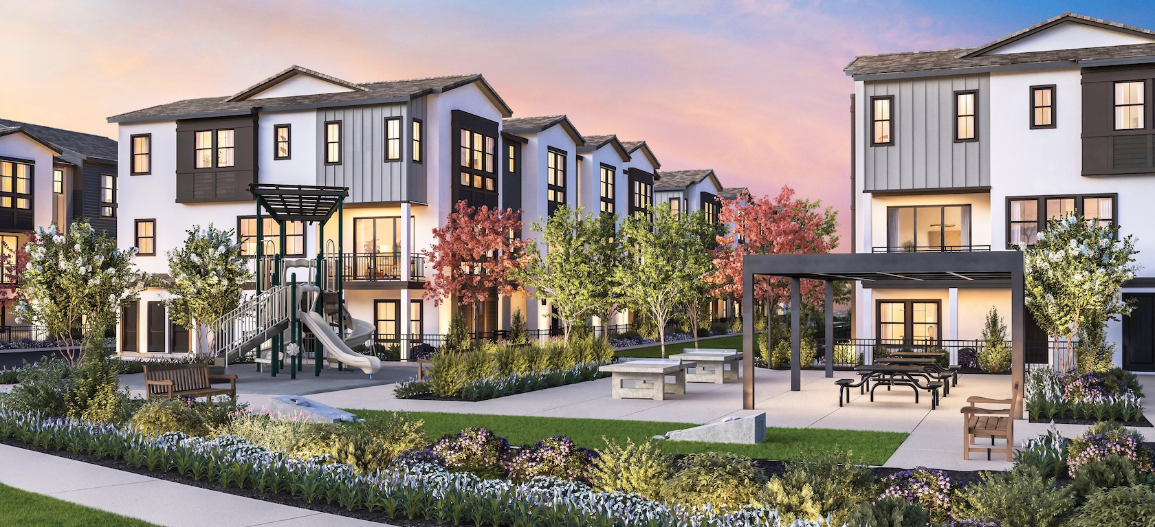 exterior of townhomes