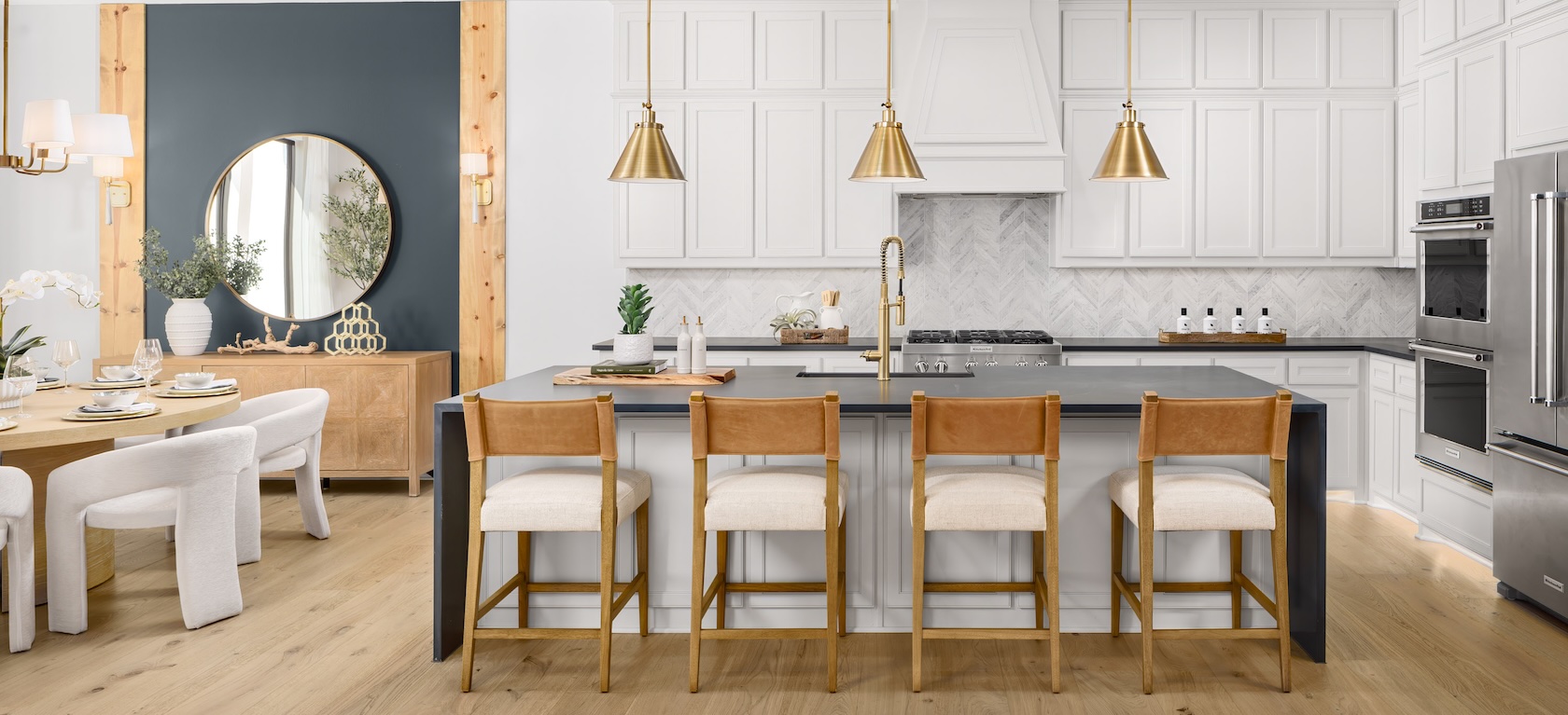 modern farmhouse kitchen and dining room