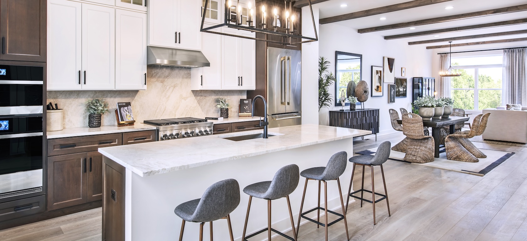 modern kitchen island and dining room