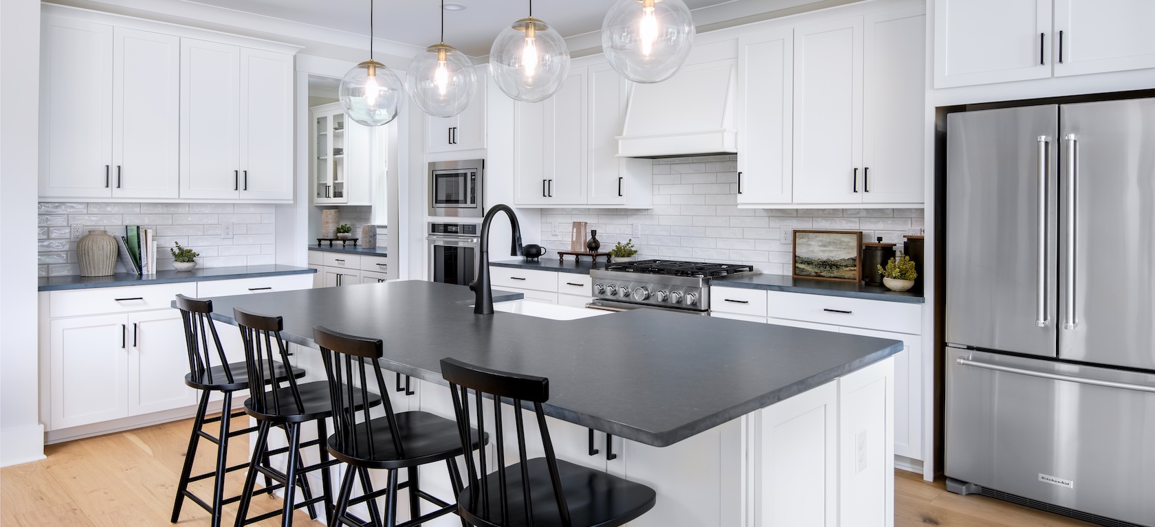modern kitchen with black fixtures