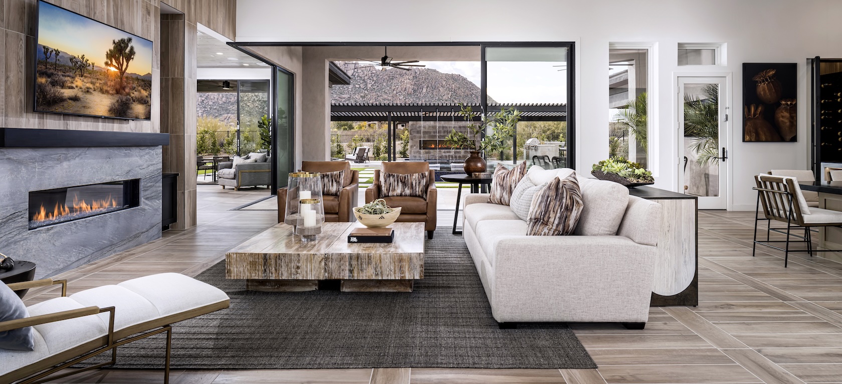 modern living room with access to the outdoor living area
